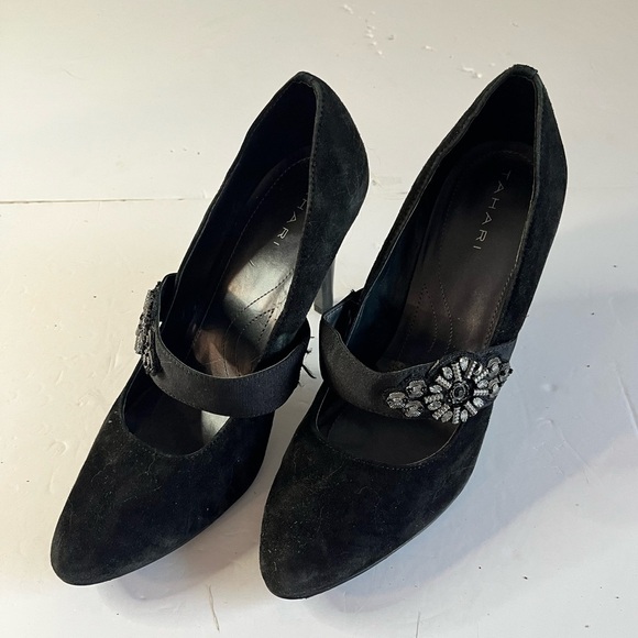 Tahari Women’s Black Suede Mary Jane Heels | Style: Eva | Size 8.5M - Picture 10 of 14